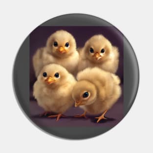 Four Fluffy Chicks Pin