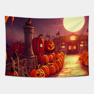 Route to Pumpkin Patches Horror House Tapestry