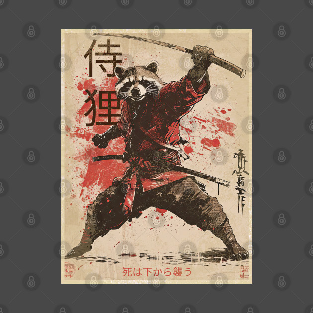 Vintage Japanese Samurai Raccoon by obstinator