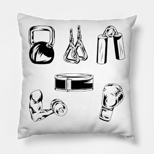 gym equipments sticker pack Pillow