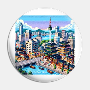 Seoul Pixel Art Illustration Pin