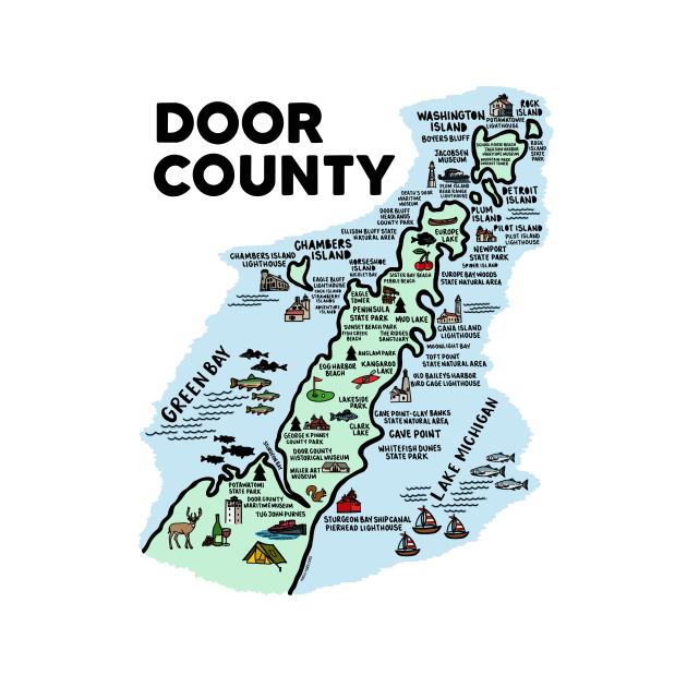 Door County Map by fiberandgloss