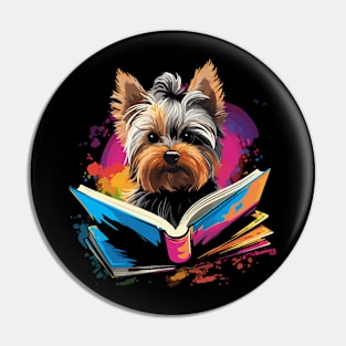 Yorkshire Terrier Reads Book Pin