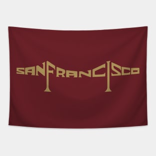 San Francisco Bridge 49ers Gold Tapestry