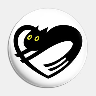 Black Heart Cat Pin