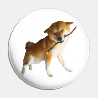 Lilly the Shiba Inu Smiling with Stick Pin