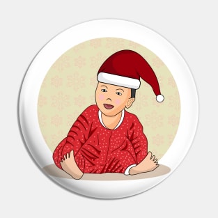 Cute baby wearing Santa claus clothes Pin