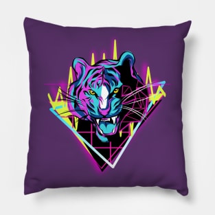 Neon Tiger T-Shirt Design Pillow