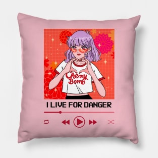 I live For Danger Anime Girl Heart Hand Pillow