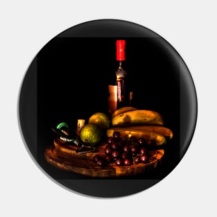 Wine And Fruit Still-Life Pin