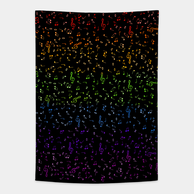 Multiple Rainbow Music Notes Tapestry by Art by Deborah Camp