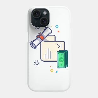 Scholarship, Money And Certificate Cartoon Phone Case