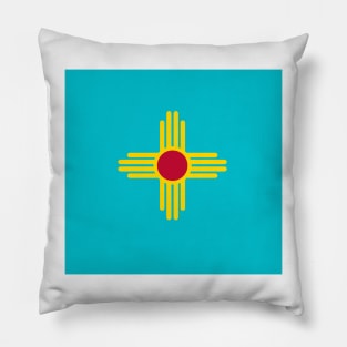 New Mexico Flag in Turquoise Pillow