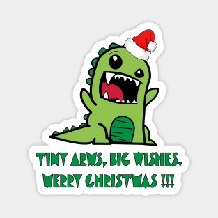 Cute Dinosaur T Rex Wishing Merry Christmas T-shirt Magnet