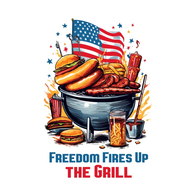 Freedom Fires Up the Grill T-Shirt | Ignite Your 4th of July Celebrations by Indigo Lake