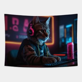 Streamer Gamer Cat Tapestry