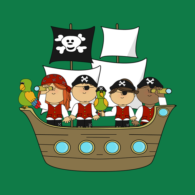 pirates on pirate ship - Pirates On Pirate Ship - Kids Hoodie | TeePublic