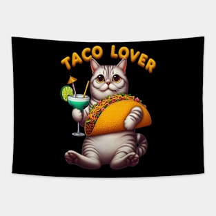 Feline Fiesta With Taco and Drink Tapestry