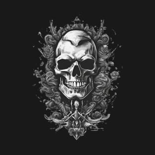 Mystical Grey Skull Enigma - Ethereal Artistic Design T-Shirt