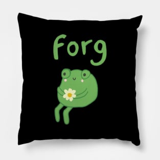 Cute Forg Frog : Sitting, Thinking, Holding a Beautiful Flower in Hand Pillow