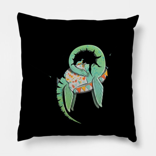 Dinosaur Plesiosaur Bedtime Bedroom Cute Pillow by InTheWashroom