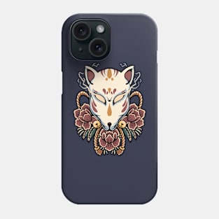 Vintage Kitsune Fox Mask with Roses Phone Case