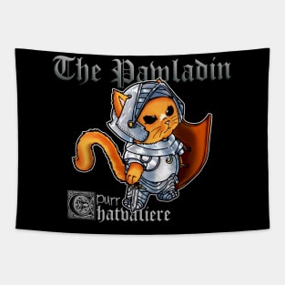 Fantasy cat in full armor and sword + shield : The Pawladin Kitty Tapestry