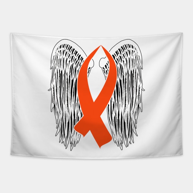 Winged Awareness Ribbon (Orange) Tapestry by BlakCircleGirl