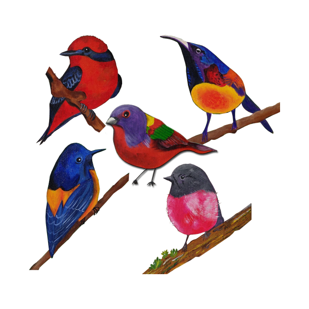 Disover Colorful Birds - Birds Illustration - T-Shirt