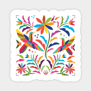 Mexican Otomí Floral Composition / Colorful & happy art by Akbaly Magnet