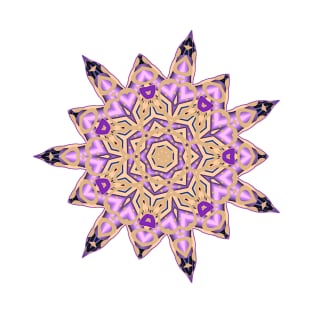 Mauve and Tan Abstract Mandala Star Silhouette T-Shirt