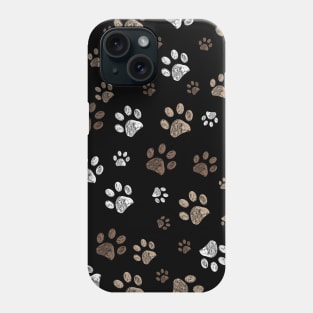 Doodle paw print brown colored Phone Case