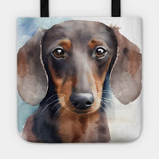 Watercolor Dachshund Black and Brown Portrait Tote