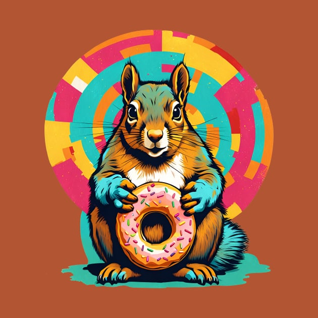 Squirrel With a Donut Pop Art Animal by LittleBean