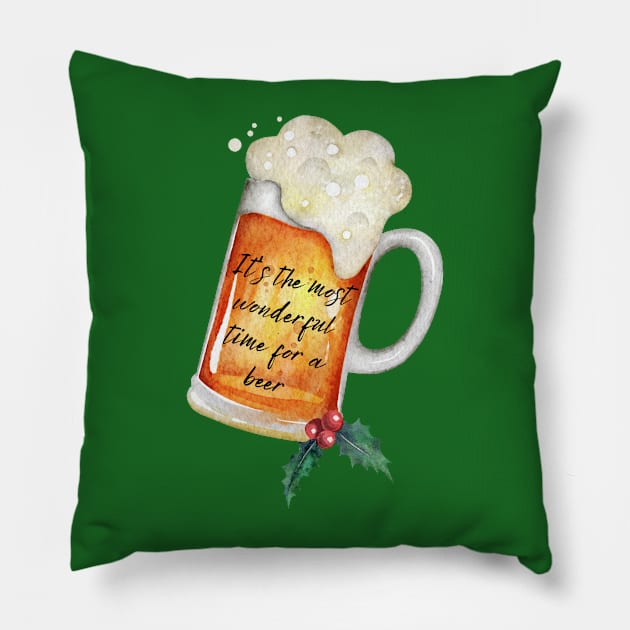 It's the Most Wonderful Time For A Beer Pillow by WonkeyCreations