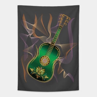 Luxury Metalic Green Golden Guitar instruments Tapestry