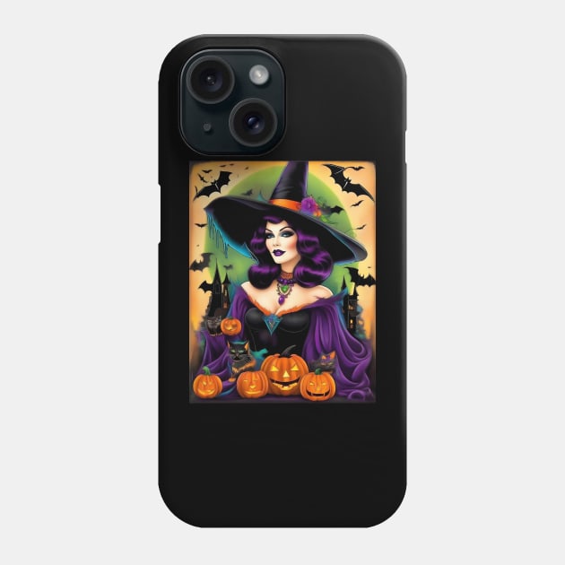 Halloween Spooky Vintage Black Magic Witch Phone Case by TrendyTees