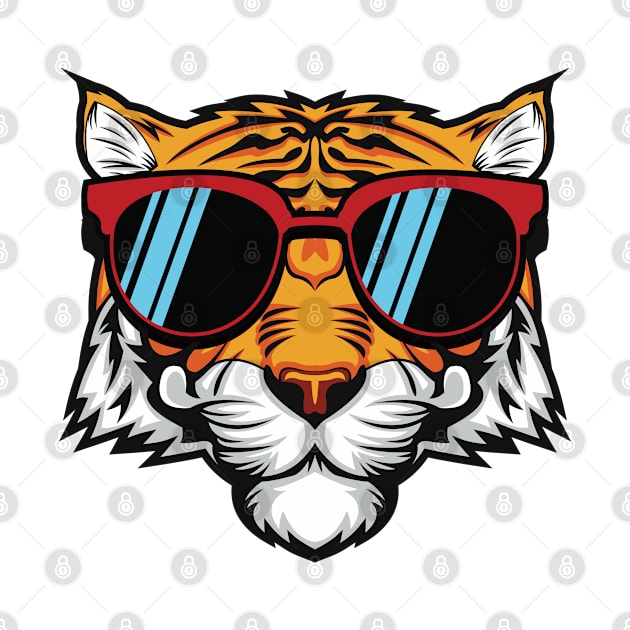 Tiger Head Cool Sunglasses Comic - bright by ShirzAndMore