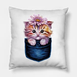 Peeking Cat In Pocket Cats Fun For Kids Girls Boys Women Men Pillow