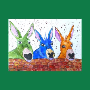 Three Quirky Colourful Donkeys T-Shirt