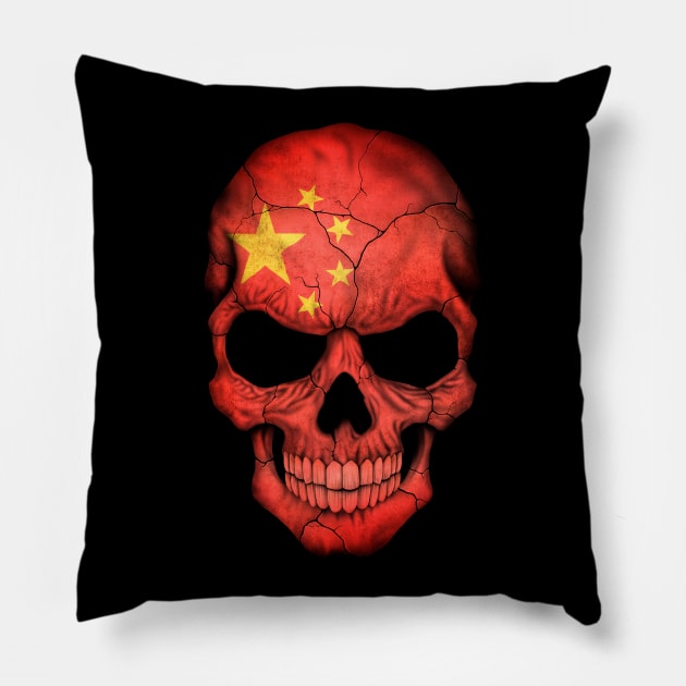 Chinese Flag Skull Pillow by jeffbartels
