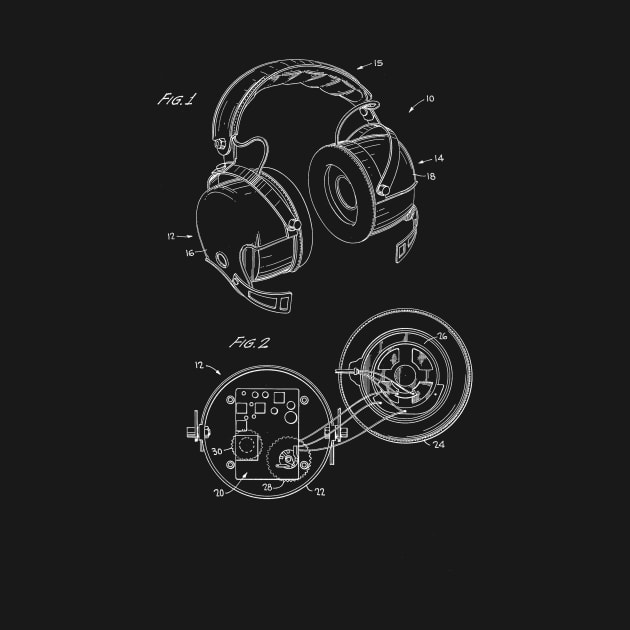 Headphone Vintage Patent Drawing by TheYoungDesigns