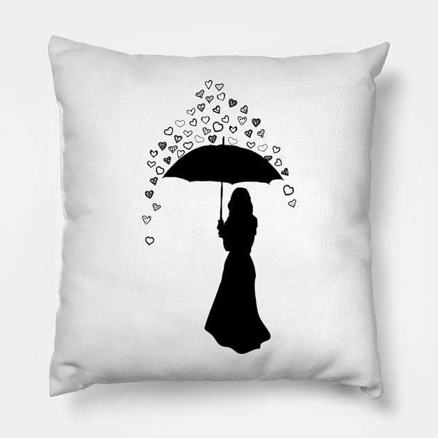 Raining Hearts Pillow by AmazingArtMandi