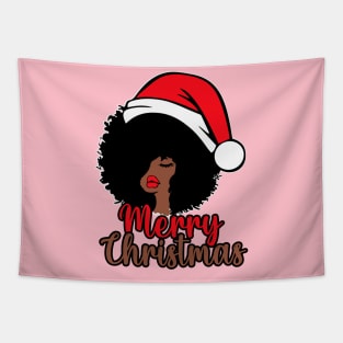 Merry Christmas, Black Woman Santa, Black Mrs Santa Claus Tapestry