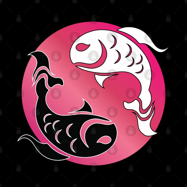 Yin and Yang Tribal style fish, pink by Designs by Darrin