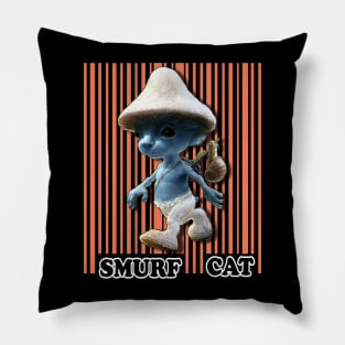 Funny Smurf cat Meme.Blue mushroom Cat meme. Pillow