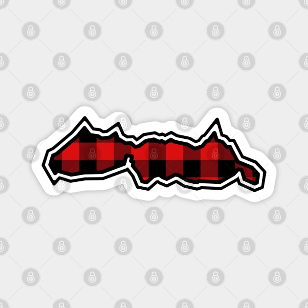 Malcolm Island Silhouette in Red and Black Plaid - Simple Pattern - Malcolm Island Magnet by Bleeding Red Paint