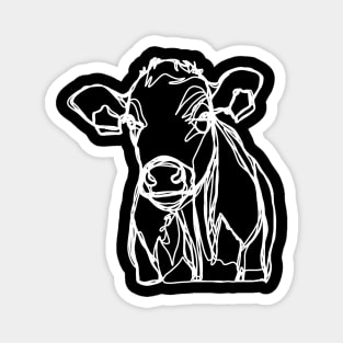 Baby cow calf white line art Magnet