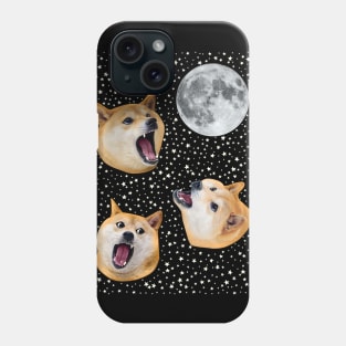 Three Doge Night Howling at the Moon Phone Case