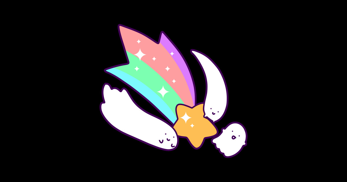 Pastel Shooting Star Ghosts Ghost Sticker TeePublic